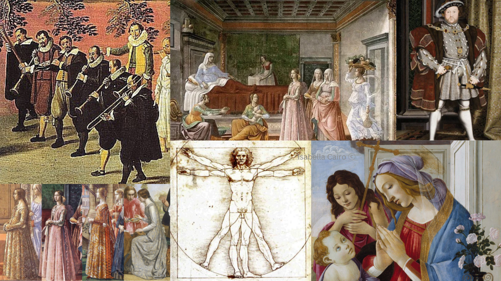 Collage of paintings representing the Italian Renaissance